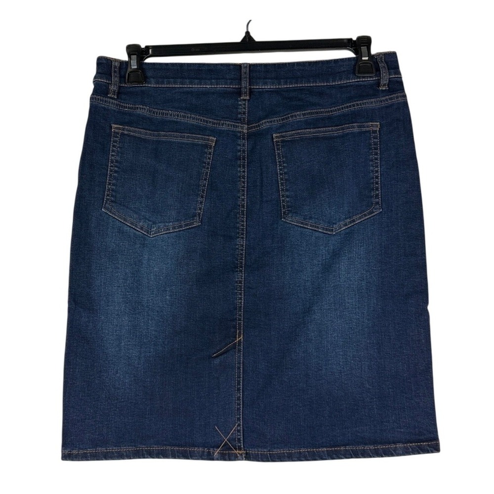 J. Jill Smooth Fit Denim Skirt Atlantic Wash Dark Blue Stretch Size 10 NEW - Picture 2 of 8
